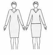 Una linea orizzontale che divide un abito in due parti contribuisce ad abbassare e allargando la parti del corpo come spalle o fianchi troppo stretti.