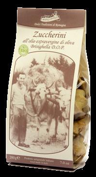 Zuccherini all olio extravergine di oliva Brisighella DOP Tradizionale biscotto romagnolo di pasta frolla friabile e leggera, decorata con zucchero di canna grezzo Muscuvado.