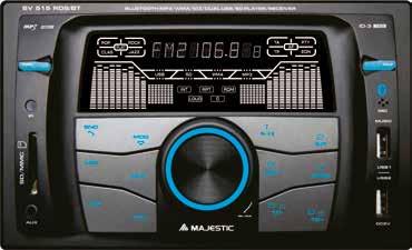 Riproduzione musica MP3 e WMA da ingresso USB1 e SD/MMC PLL Elettronica Digitale Preselezioni 18 FM (6FM1+6FM2+6FM3) Sintonizzazione automatica APS Sintonizzazione Auto/manuale Seek Up/Dn Bluetooth