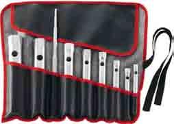 N06 010 Serie di chiavi a tubo doppie a bocche esagonali DIN 896 ISO 2236, ricavate da trafi lato tubolare, fori trasversali per le spine di manovra, in acciaio al cromo vanadio, esecuzione cromata,