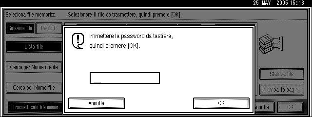 Premere [Nome utente] per organizzare i documenti secondo il Nome utente programmato. Premere [Data] per organizzare i documenti secondo la data programmata.