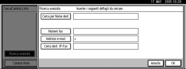 Trasmissione E Confermare i caratteri immessi e premere [OK] 1 Comparirà un messaggio di ricerca in atto.