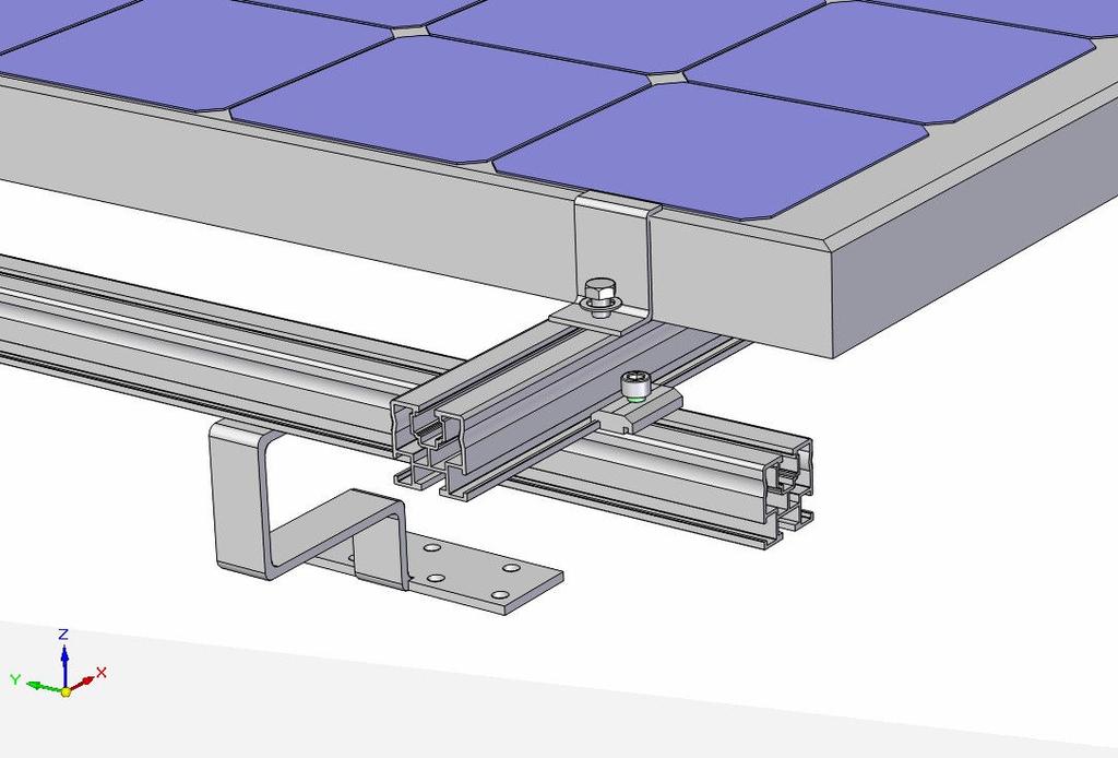 FASE 5 Appoggiare il modulo fotovoltaico sopra la struttura precedentemente assemblata e ancorarlo alle barre A con gli appositi