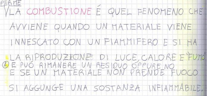 Ora prova a definire la combustione Per me la combustione è quel fenomeno che avviene quando un materiale viene innescato con