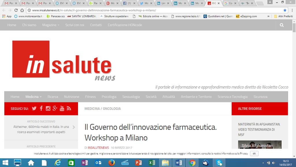 Insalutenews.it http://www.insalutenews.it/in-salute/il-governo-dellinnovazione-farmaceutica-workshop-a-milano/ Il Governo dell innovazione farmaceutica.