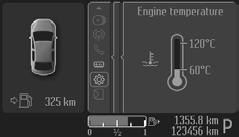 Indicatore temperatura liquido refrigerante motore Nota: Sul tipo 3, questo indicatore è mostrato all'interno di un centro messaggi e sarà visualizzato solo se necessario.