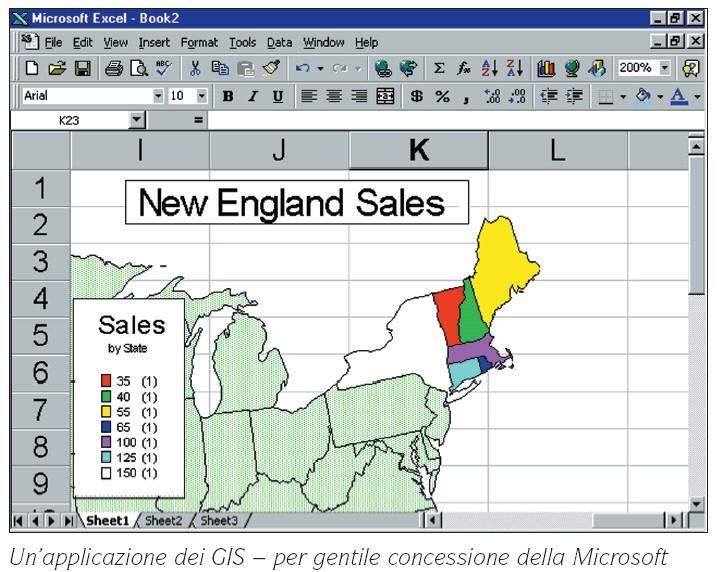 Uso dei grafici (3/3) Un uso molto interessante dei fogli elettronici e dei grafici è il GIS - Geographic Information System.