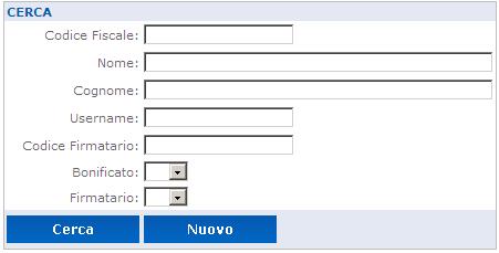 2 PAGINA OPERATORI Dopo aver selezionato il link Operatori sul menu di sinistra, il sistema mette a disposizione la pagina di accesso alle funzioni Nuovo per la creazione di un nuovo operatore o