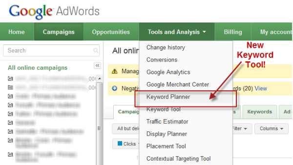 Per assicurarsi che le parole chiave vengano cercate dagli utenti è opportuno utilizzare lo strumento per le parole chiave di Google Adwords(keyword plannertool).