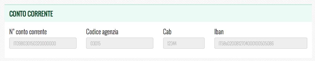 Una volta terminata la registrazione dei dati della richiesta rimborso in fondo alla pagina vi verranno mostrati i dati di conto corrente su cui verrà rimborsato, nel caso di approvazione, il