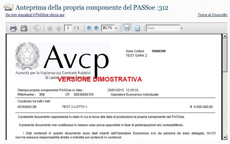 Accesso al servizio AVC PASS e alla funzionalità di creazione PASS OE 1 2 Inserimento dati richiesti per la creazione del PASS OE Creazione