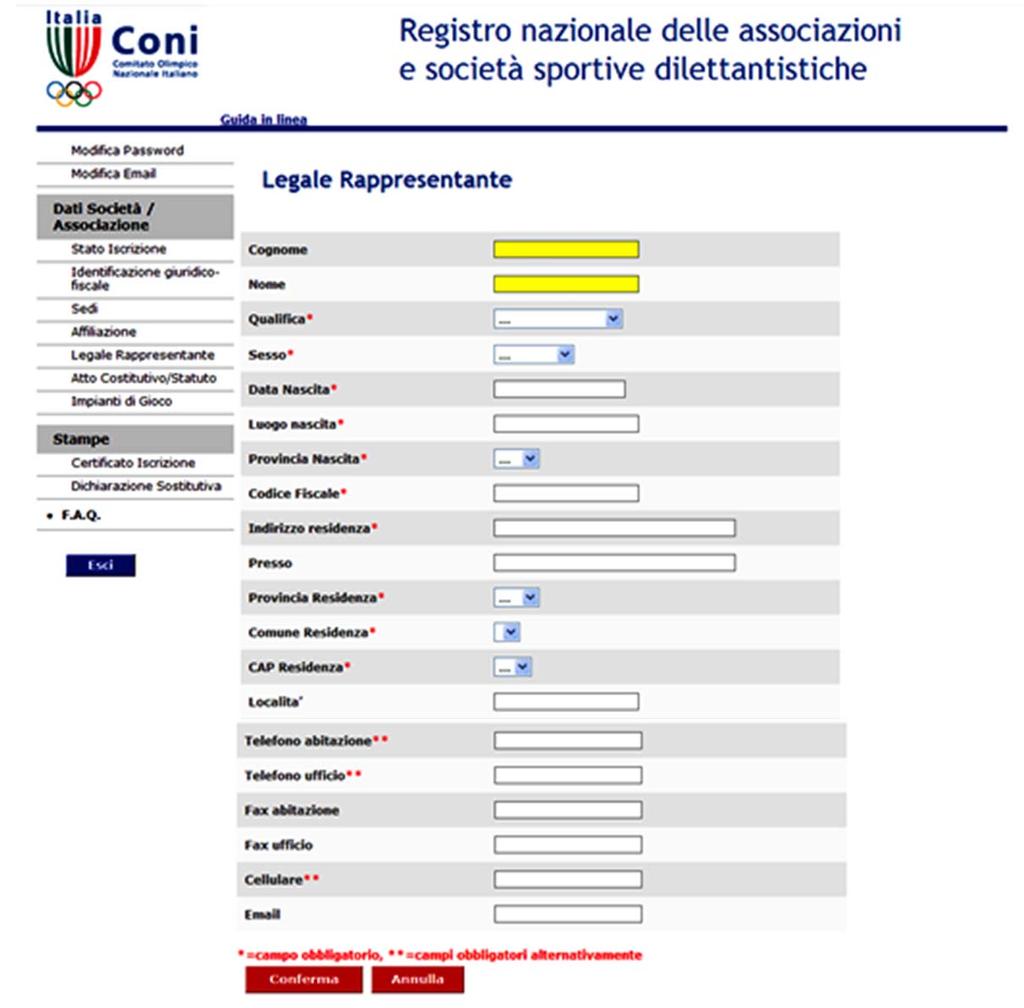 pag. 40 Compilazione (segue) Scheda n 4 La scheda n 4 titolata Legale rappresentante si riferisce ai dati