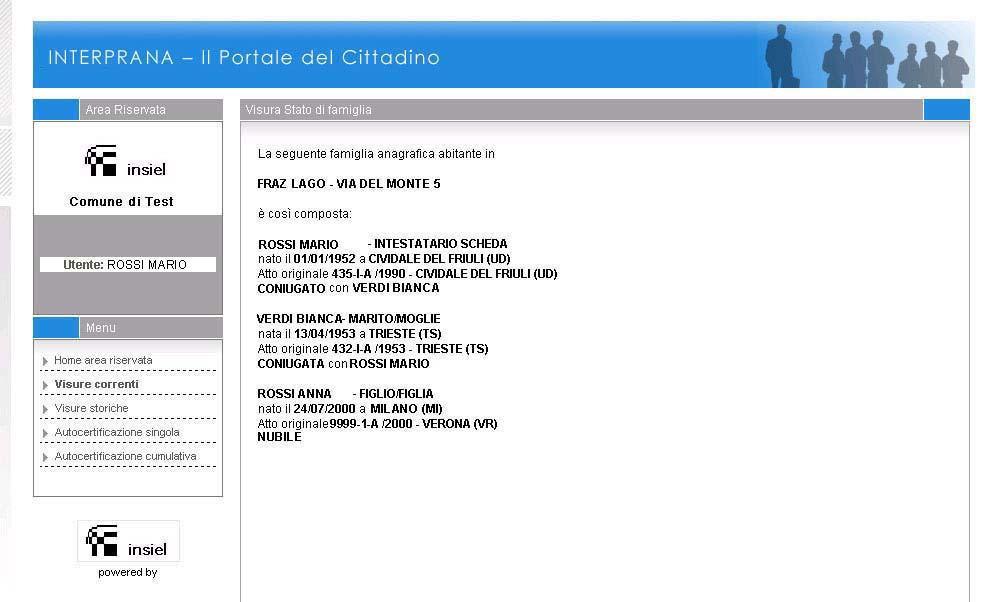 Il sistema consente, inoltre, di effettuare delle stampe strutturate per ciascuna delle diverse visure disponibili o il salvataggio della visura in un file formato pdf.