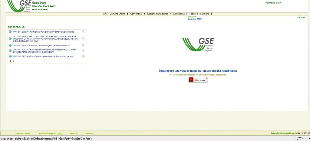 Fatture RID al GSE ( energia ceduta) Nell applicativo RID