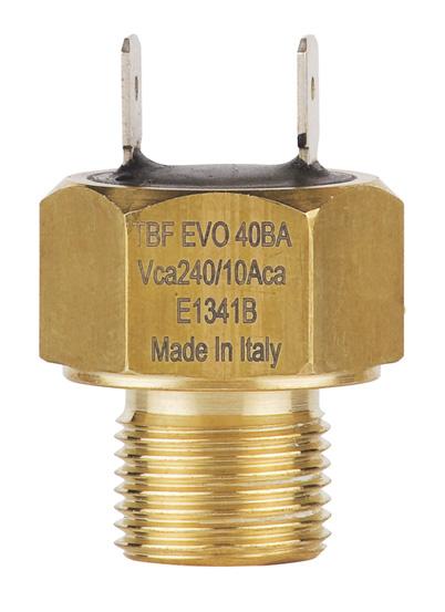 TF evo TERMOSTTO ECONOMICO NON REGOLILE CON TTCCHI FSTON Economic temperature switches with fixed set-point and push-on terminals Portata dei contatti 120 Vca / 15 (resistivi) 240 Vca / 10