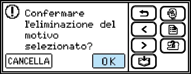 RICAMO Premere. d Premere. h Il rimo selezionto viene eliminto e viene visulizzt l shermt di selezione del tipo di rimo. Spegnere l mhin.