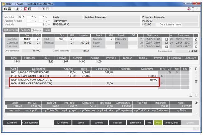 CONG730 2017 38/44 Esempio 2: Saldo complessivo a credito Credito Debito Saldo Irpef dichiarante 320,00 Addizionale regionale dichiarante 30,00 Addizionale comunale dichiarante 20,00 I rata acconto