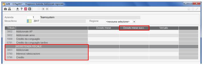 CONG730 2017 41/44 Le risultanze del conguaglio dei dipendenti con anticipo del versamento vengono esposte separatamente all interno delle pagine Add. regionale, Add.