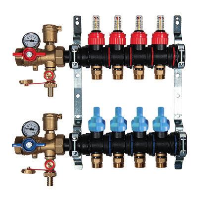 COLLETTORI - GRUPPI DISTRIBUZIONE COLLETTORI PREMONTATI - GAMMA BASIC L Collettore premontato modulare con misuratori di portata, in tecnopolimero. Attacchi: 1 x DN32 (collettore) x 3/4 E (uscite).