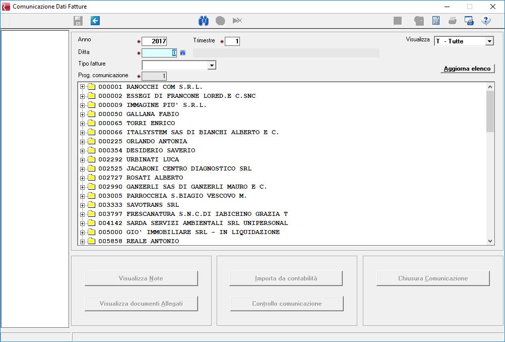 Gestione comunicazione In questo programma si può visionare ciò che si è trasferito dalla contabilità o importato dall esterno, avendo poi la possibilità modificare, annullare o integrare i dati da