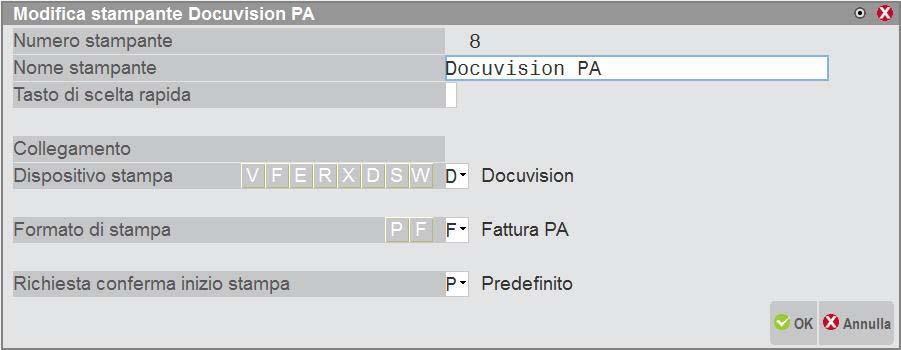 Configurare la stampante E necessario configurare una stampante apposita per l emissione di fattura elettronica PA.