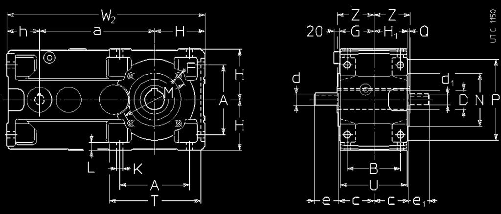 a A B c D d e d e d 1 e 1 F H H 1 h K L M N P Q T U W 2 Z Massa Size Ø Ø Ø Ø Ø Ø Ø Ø Mass H7 h11 h11 h6 i N 12,5 i N 16 1) G kg 100 284,7 172 131 87 48 28 60 24 50 24 50 M120 125 84,5 80,3 16 20 165