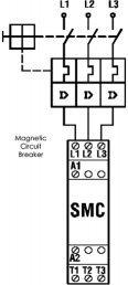 When the contactor C1 is switched to the ON-state,the motor controller will soft start the motor according to the settings of the Ramp-Up time and initial torque adjustments.