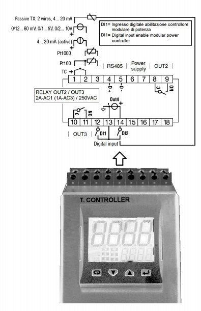 (MASTER) FLAT connectors A and B : for the connection between the modules of the serial port 485 and of the digital input enable modular power controller If you connect multiple modules through