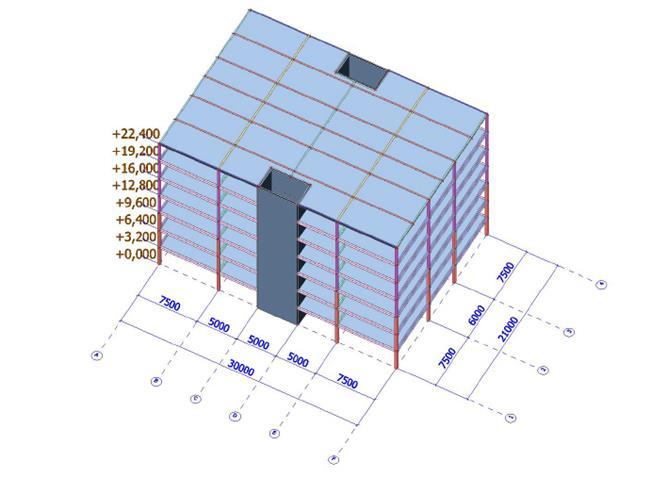 1.3 EDIFICIO ACCIAIO 2 Descrizione delle strutture : qualità di profili in acciaio: S355; solai più copertura in lastre alveolari precompresse di tipo RAP (sistema slim floor ); altezza: 250 mm;