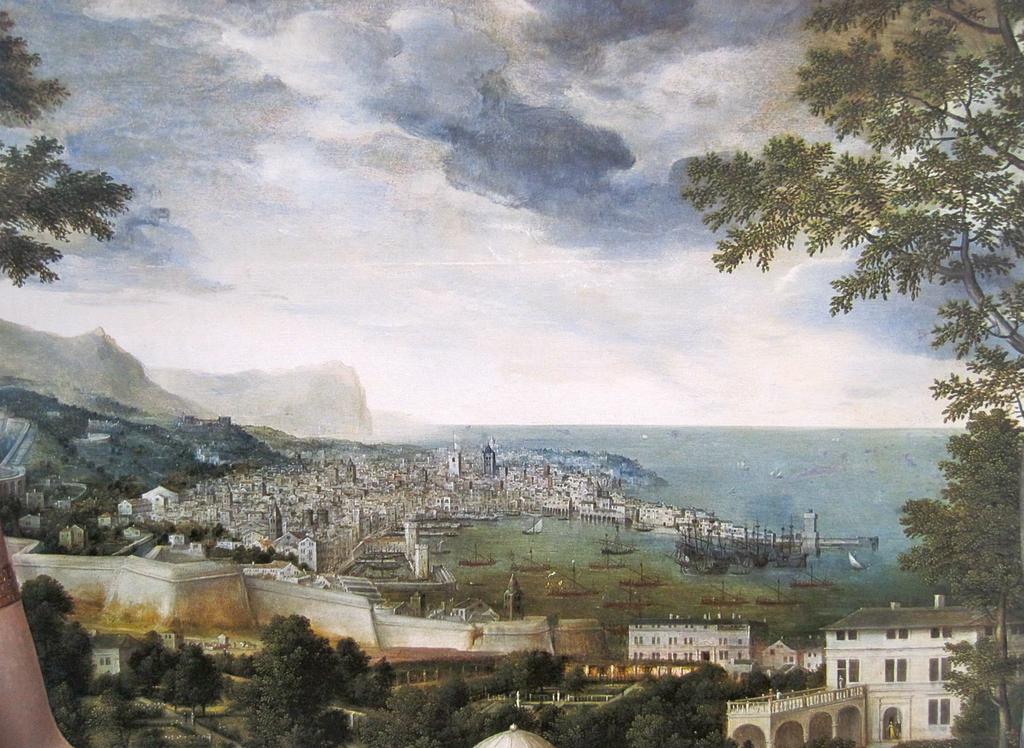 Successivamente nel tratto di mare antistante venne costruita la darsena, come si vede nel particolare del dipinto di Jan Matsys, datato 1561, raffigurante Flora con veduta di Genova (fig. 2 ). 2 J.