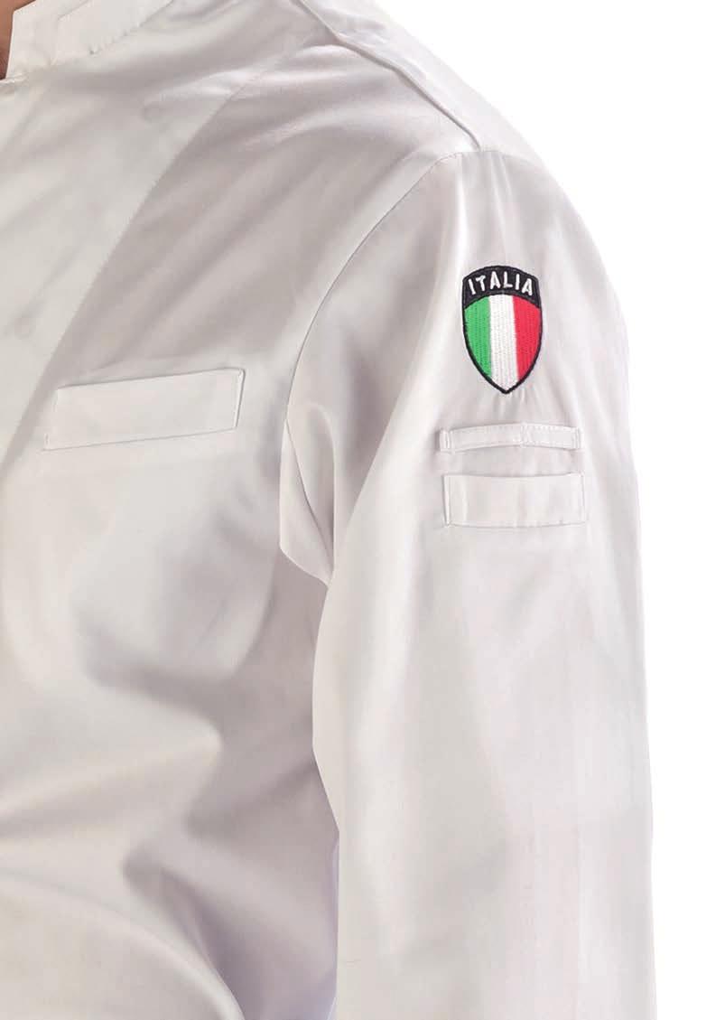 C U O C O lui 16CGI04 giacca ItAlo BIANCo doppio RItoRto facile stiro - BottoNI AutomAtICI due tasche - scudetto ItAlIA REtE traspirante 40% microfibra 60 % CotoNE S - M - L - XL - XXL - 3XL