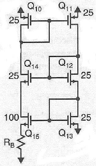 Due Stadi: Circuito di Polarizzazione S I g Il circuito di polarizzazione è fatto in modo che tutte le transconduttanze siano inversamente proporzionali ad un unico parametro (la resistenza R B che