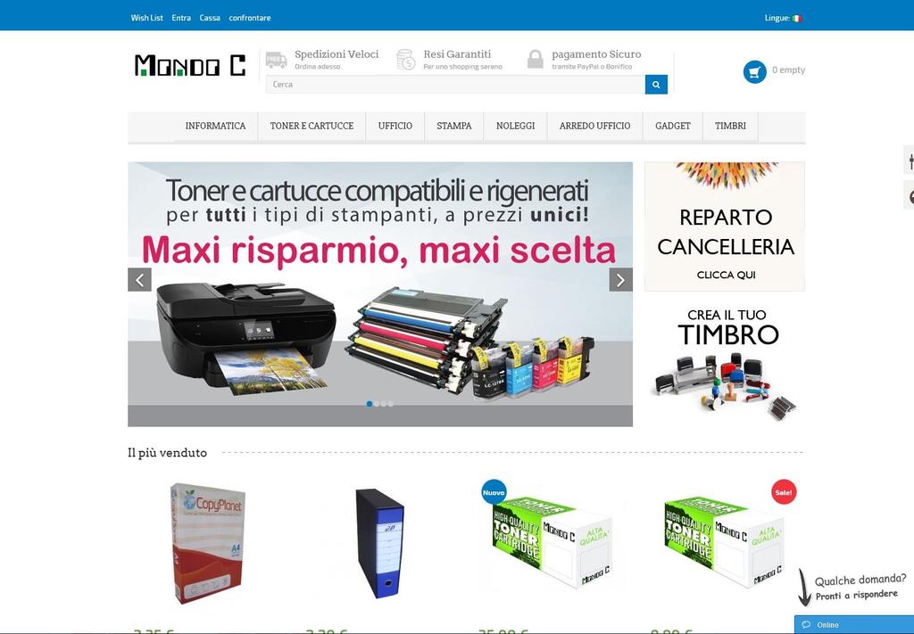 27 VISITA IL NOSTRO SITO MONDO C Vendita ed Assistenza PC e Notebook Periferiche Fornitura per Uffici Toner e Cartucce di tutte le