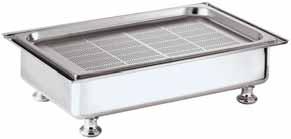 , stainless steel tray GN 1/1 and roll-top cover. Dotazione 4 contenitori eutettici, bacinella inox GN 1/1 h 6,5 cm, vassoio inox GN 1/1 e coperchio roll-top.