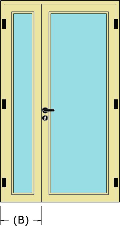 MAPPA TECNICA edizione 017 Nel disegno riportato a fianco è indicata la quota minima della dimensione dell anta secondaria apribile nelle portefinestre e porte con serratura e profilo maggiorato.
