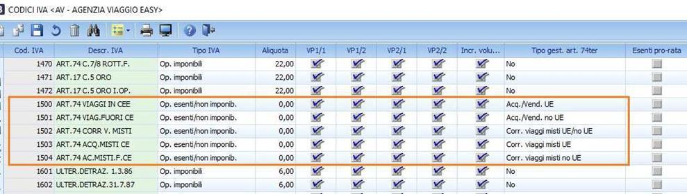 Regimi speciali 1 - Regime Agenzie viaggio art. 74-ter Per le ditte che sono in regime agenzie viaggio Art 74-ter trattasi di fatture che sono emesse senza esposizione dell IVA in fattura.