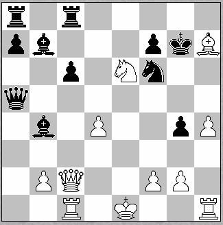 Dc2-Tfc8; 15.e5-h6; 16.e:f6- h:g5; 17.Ah7+-Reh8; 18.f:g7+-Re:g7 19.h4-g4; 20.Cg5-Cf6; 21.C:e6-Reh8; Caldieri R.(1610)-Luggeri F. (.) Larsen 1.e3-Cf6; 2.b3-e6; 3.Ab2-Ae7; 4.f4-c5; 5.Cf3-Cc6; 6.