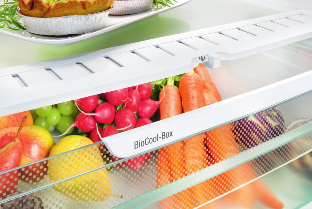 Il cassetto BioCool permette di regolare il livello di umidità al suo interno in modo da mantenere più a lungo la freschezza degli alimenti.