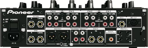 Channels EQ/ISO: 3 band; EQ/ISO Range: - ~ +6 db; Reverse Channels; Misuratore di livello individuale; Peak Limiter; Control Channels: 2; Sound Color FX: Dub Echo, Noise, Filter, Wide Filter, Pitch;