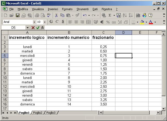 37 Incremento automatico 38 Ricopiare formule su piú celle - riferimento relativo Accade spesso di dover inserire la stessa formula in diverse celle.