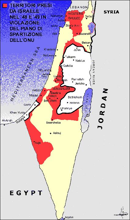 Figura 1: Il piano di partizione della Palestina in base alla Risoluzione 181 dell'onu Figura 2: I territori conquistati da Israele con la Guerra del 1948/49 Fin dagli anni '30 i vertici del