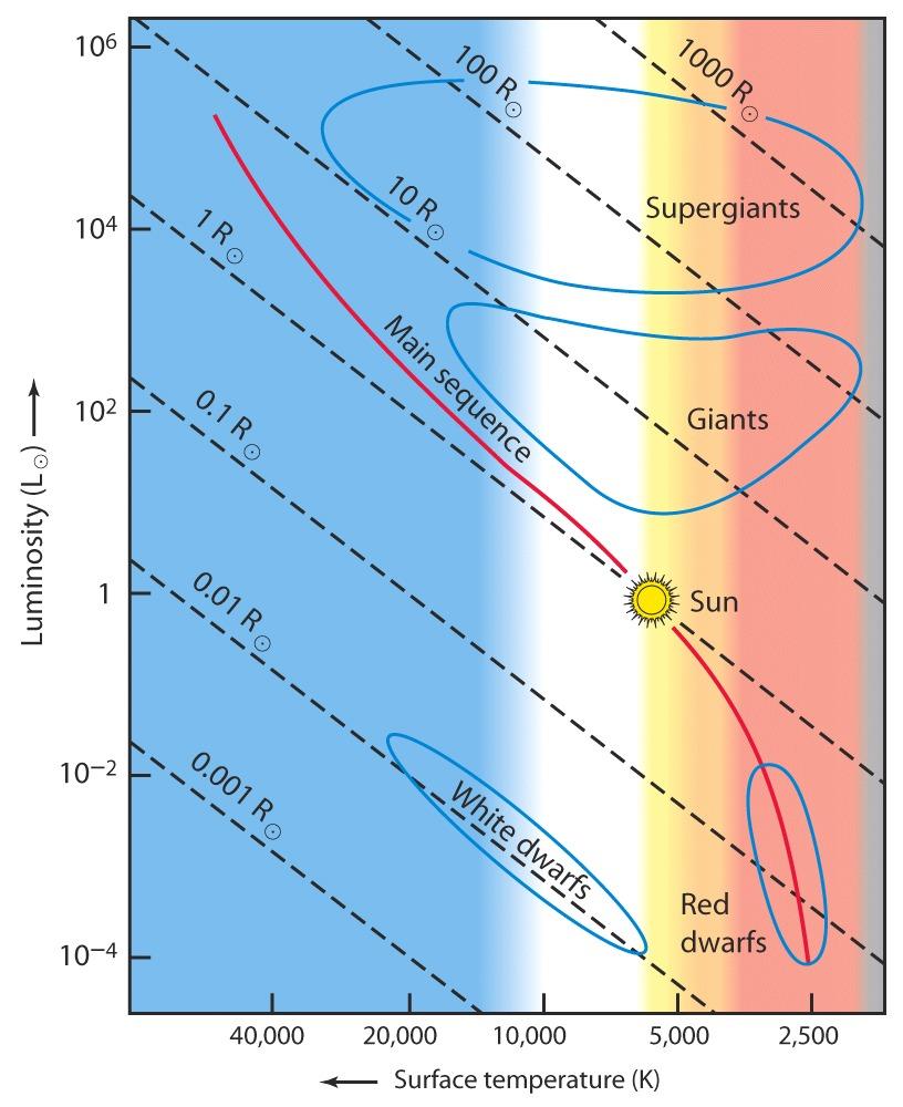 Raggi delle Stelle Stelle con temperature superficiali maggiori (a parità di raggio) sono più brillanti