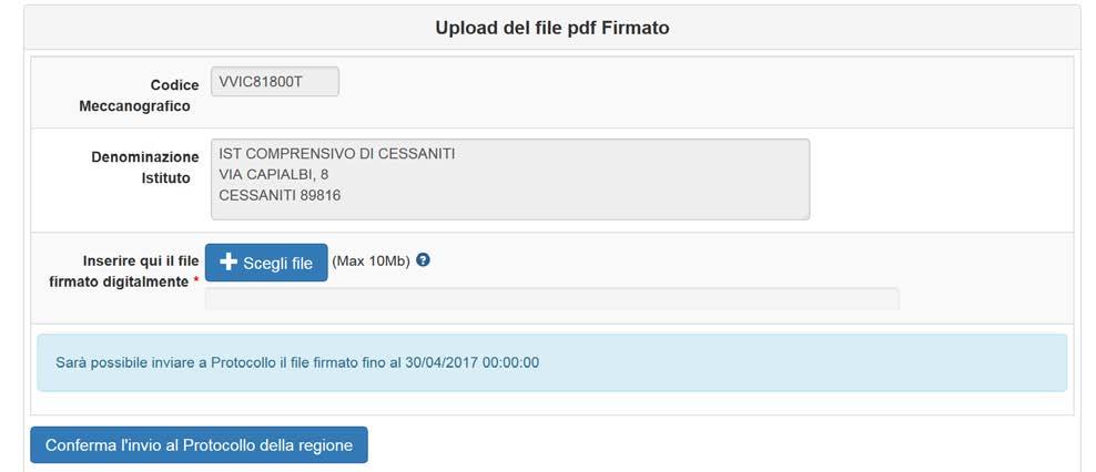 In caso di invio corretto della candidatura, la scuola riceve in risposta una mail che riporta gli estremi della protocollazione avvenuta. 7.