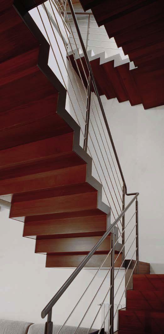 staircase in enamelled steel, double tread and double
