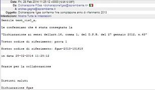 all indirizzo email usato nella registrazione dell utente una email che vale come ricevuta di presentazione della dichiarazione (figura 16). Figura 16.