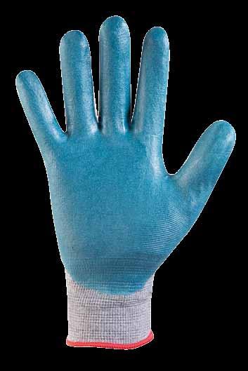 927 GUANTI TECNICI Supporto: nylon/cotone traspirante. Spalmatura: schiuma di polimeri blu sul palmo A BASE ACQUA PRIVA DI SILICONI E DMF.
