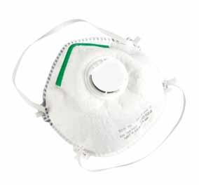 solido e liquido. Senza valvola. FFP2 white mask ideal for works with noxious solid and liquid particles. Without exhalation valve.