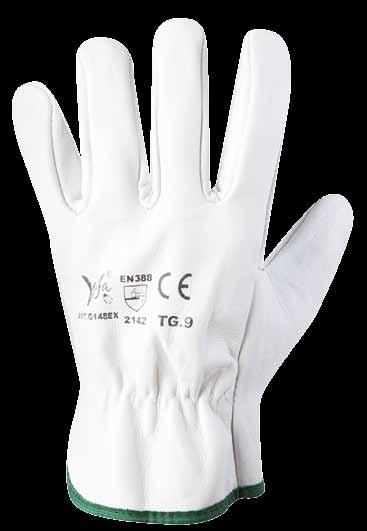 2, 1, 4, 2 Taglie/Sizes: 7-8-9-10-11 0 148B Supporto: pelle fiore bovino bianco QUALITÀ STANDARD con elastico stringipolso.