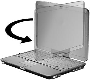 3. Ruotare il display del computer in senso antiorario fino a che non si blocca rivolto verso la tastiera.