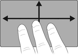 Per utilizzare il movimento rapido con tre dita per la navigazione: 1. Posizionare tre dita, lievemente separate, sul TouchPad. 2.